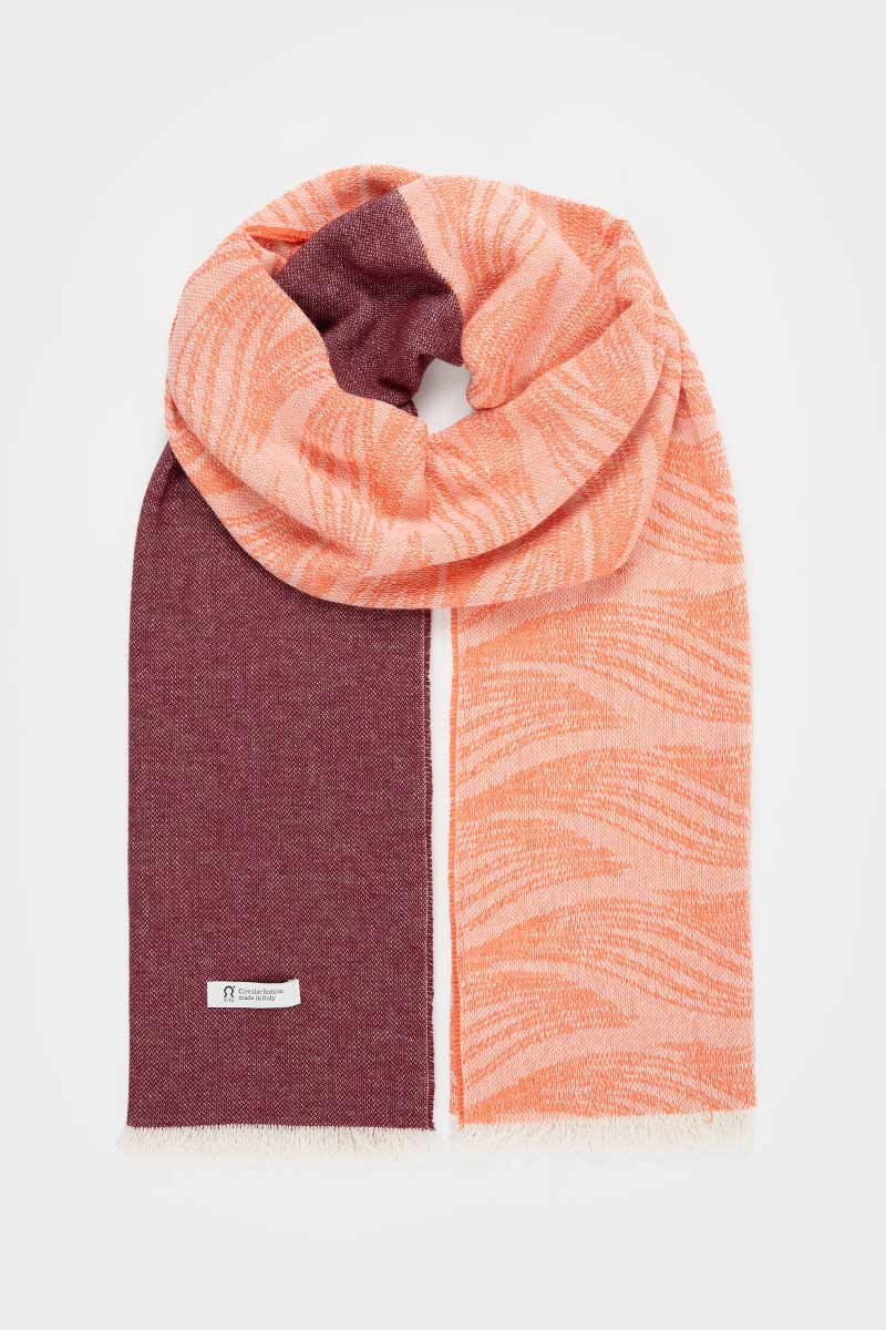 Sciarpa Scialle Donna Cotone Rigenerato Onda Salmone - Moda Etica Rifò