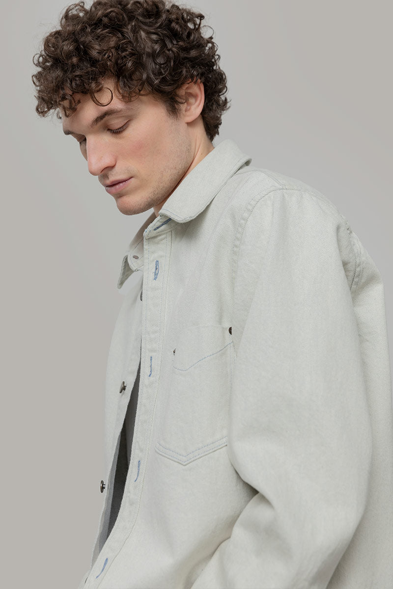 Overshirt Giacca Denim Rigenerato Unisex Remi Bianco Ecrù - Rifò Lab Moda circolare made in Italy