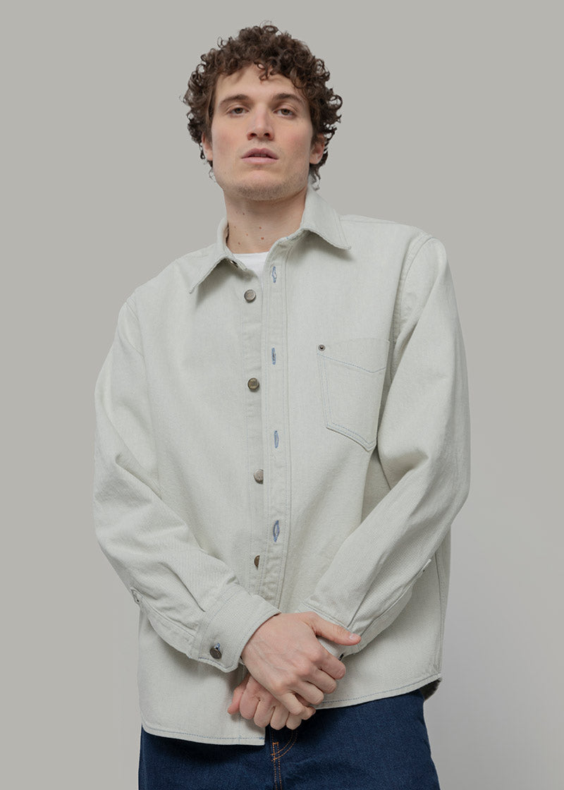 Overshirt Giacca Denim Rigenerato Unisex Remi Bianco Ecrù - Rifò Lab Moda circolare made in Italy