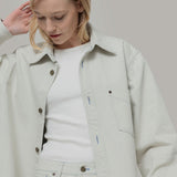 Overshirt Giacca Denim Rigenerato Unisex Remi Bianco Ecrù - Rifò Lab Moda circolare made in Italy