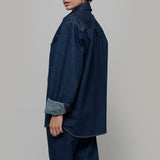 Overshirt Giacca Denim Rigenerato Unisex Remi Blu Indigo - Rifò Lab Moda circolare made in Italy