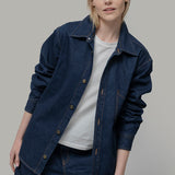 Overshirt Giacca Denim Rigenerato Unisex Remi Blu Indigo - Rifò Lab Moda circolare made in Italy