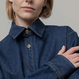 Overshirt Giacca Denim Rigenerato Unisex Remi Blu Indigo - Rifò Lab Moda circolare made in Italy