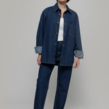 Overshirt Giacca Denim Rigenerato Unisex Remi Blu Indigo - Rifò Lab Moda circolare made in Italy