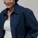Overshirt Giacca Denim Rigenerato Unisex Remi Blu Indigo - Rifò Lab Moda circolare made in Italy