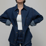 Overshirt Giacca Denim Rigenerato Unisex Remi Blu Indigo - Rifò Lab Moda circolare made in Italy