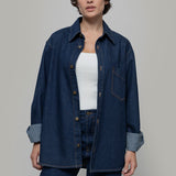 Overshirt Giacca Denim Rigenerato Unisex Remi Blu Indigo - Rifò Lab Moda circolare made in Italy