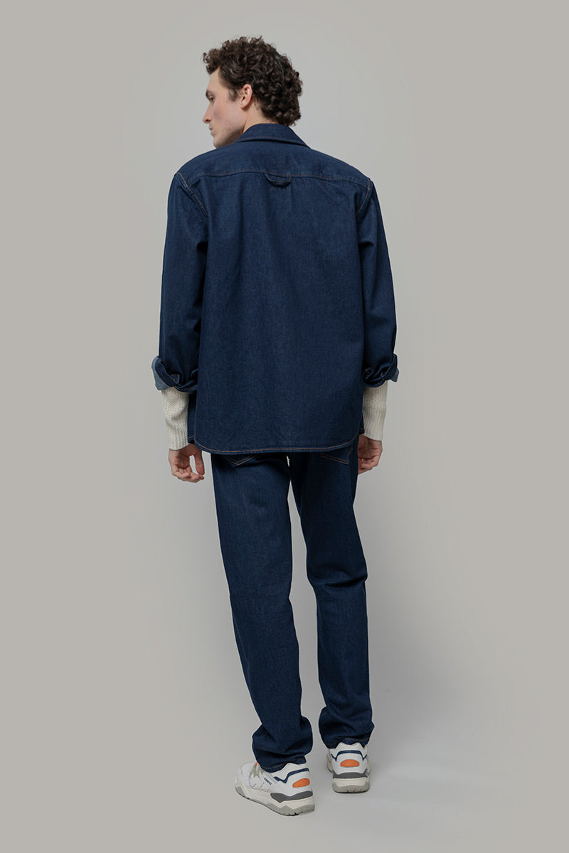 Overshirt Giacca Denim Rigenerato Unisex Remi Blu Indigo - Rifò Lab Moda circolare made in Italy