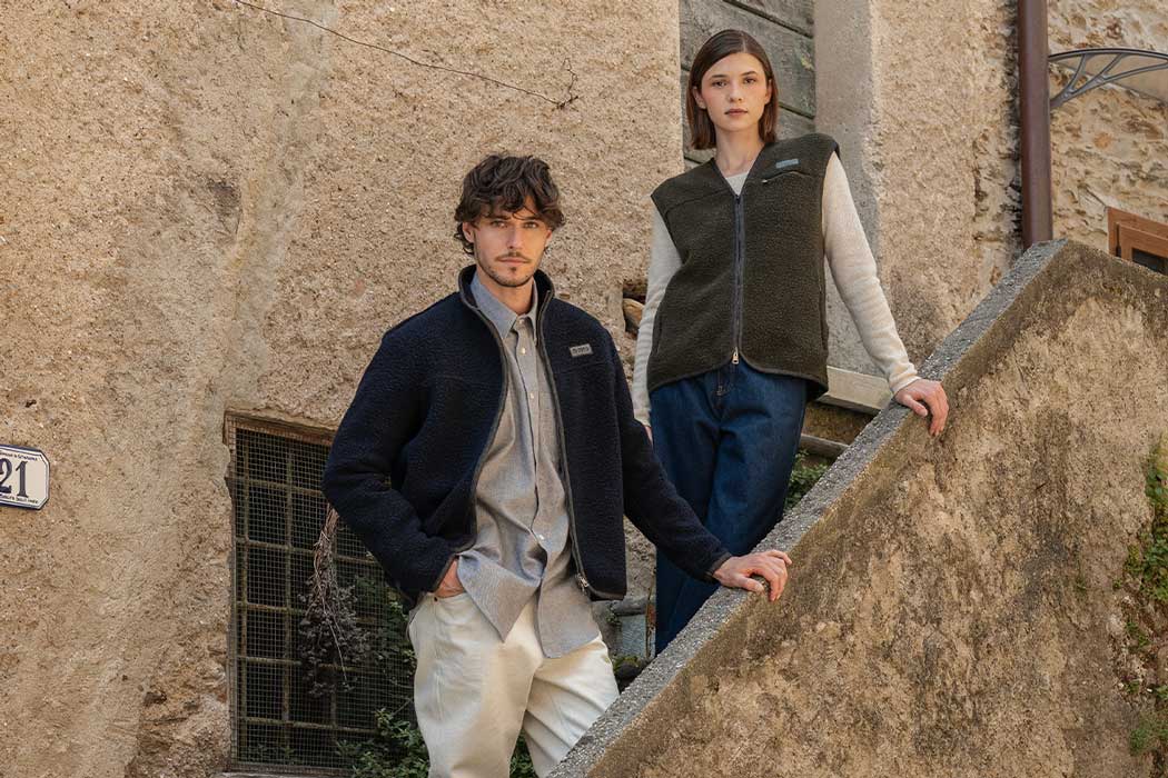 Giacca pile uomo donna in 100% lana riciclata - Rifò Lab Moda circolare made in Italy