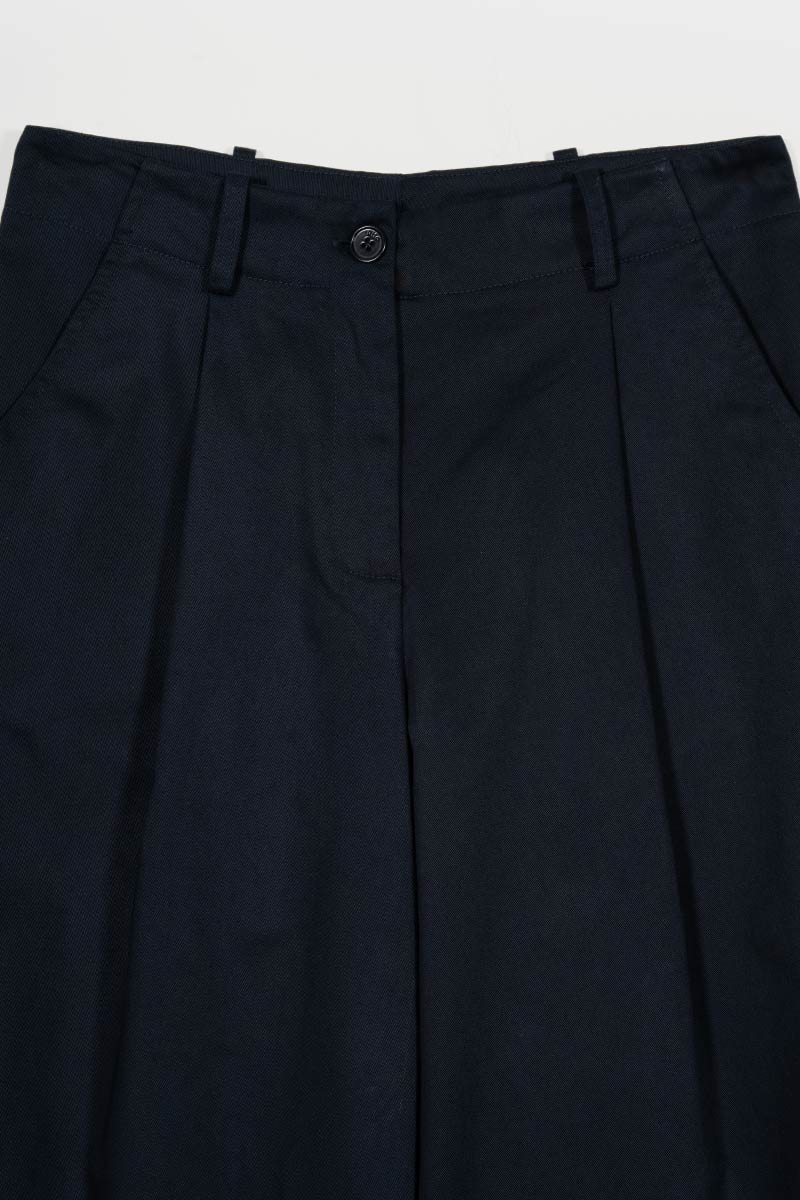 Pantaloni Palazzo Donna Cotone Blu Scuro Felicita - Rifò Lab Moda circolare made in Italy
