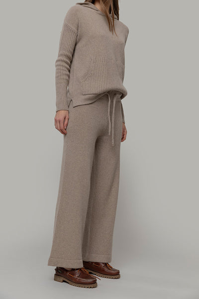 Women Palazzo Tracksuit Pants Recycled Cashmere Beige Rifò - Main Image