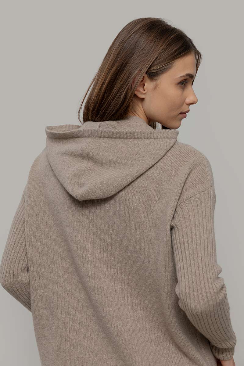 Beige Sabbia | Felpa Donna Cashmere Rigenerato Fiona