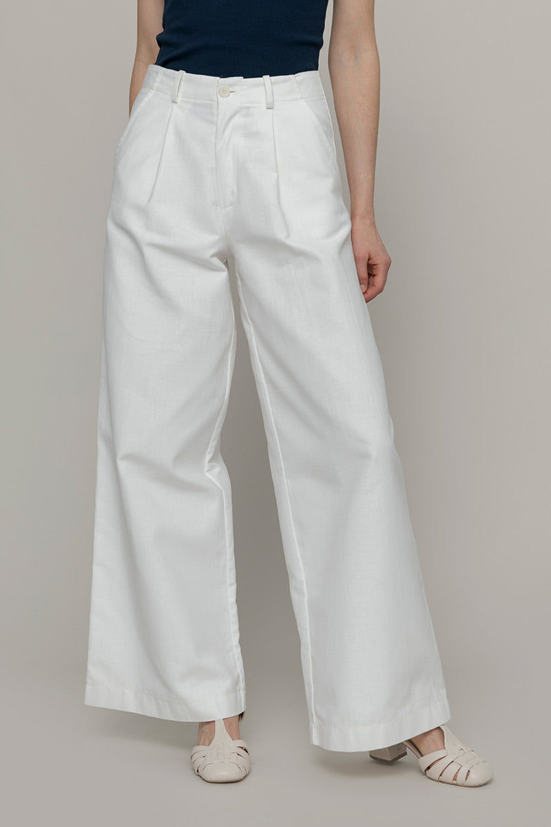 Pantaloni-Palazzo-Dritti-Bianchi-Cotone-Donna-Sostenibile-Isla