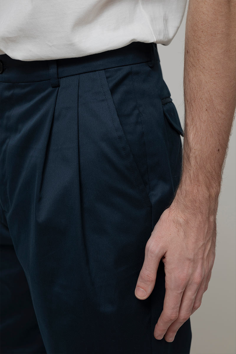Pantaloni Chino Uomo Cotone Dead Stock Blu Mauro  - Rifò Lab Moda circolare made in Italy