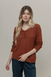 Polo Donna Lino Riciclato Nina Marrone Rame