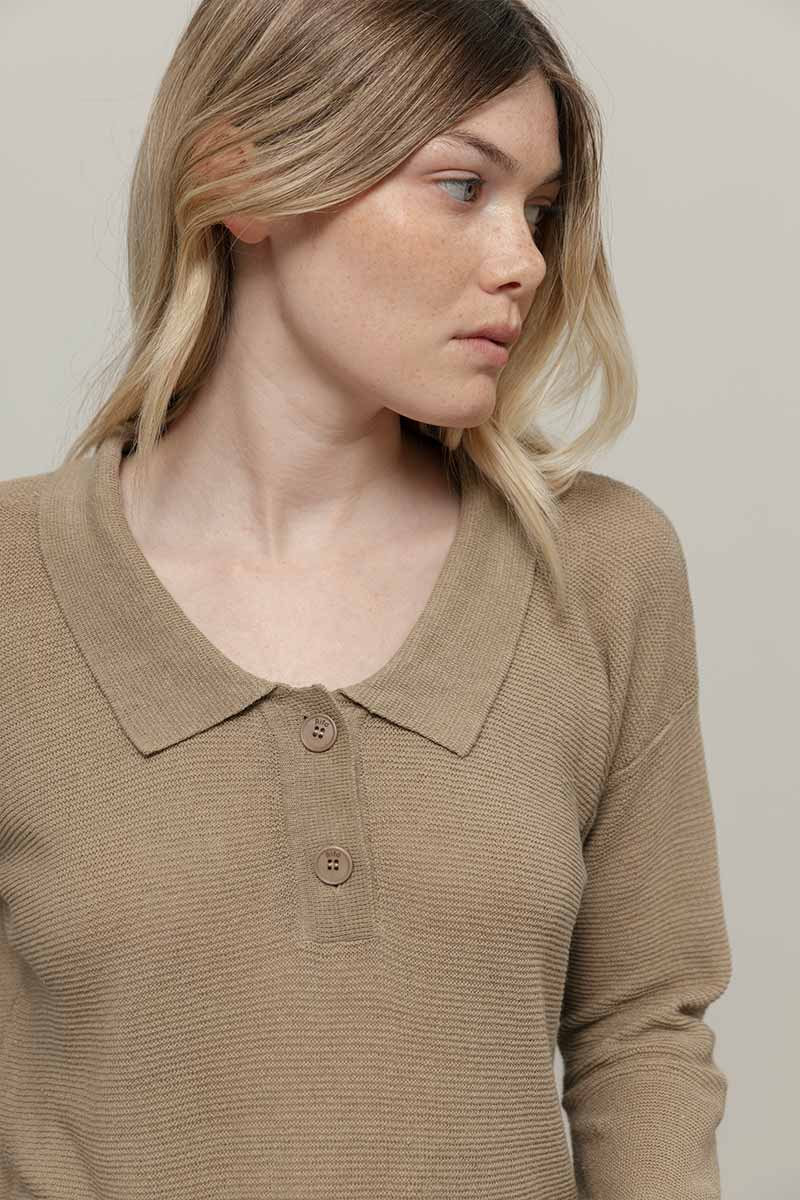 Polo Donna Lino Riciclato Nina Beige