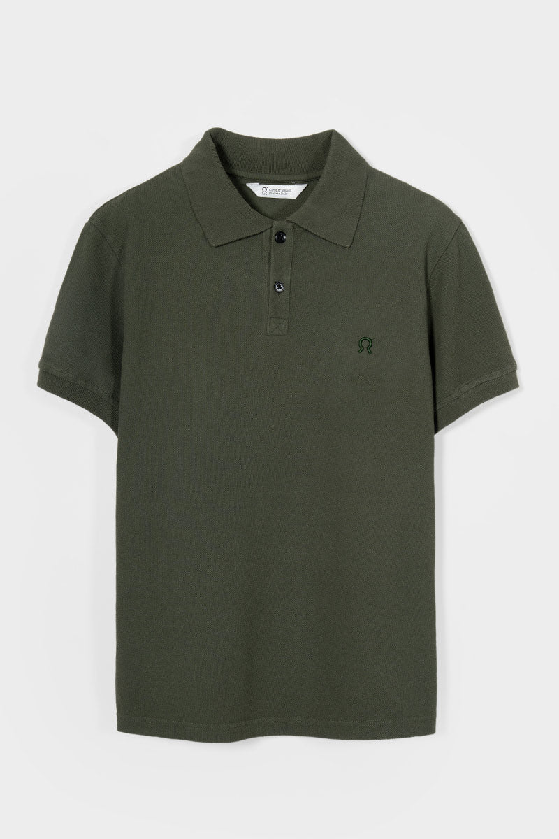 Maglietta Polo Uomo Maniche Corte Cotone Verde Militare Luigi - Rifò