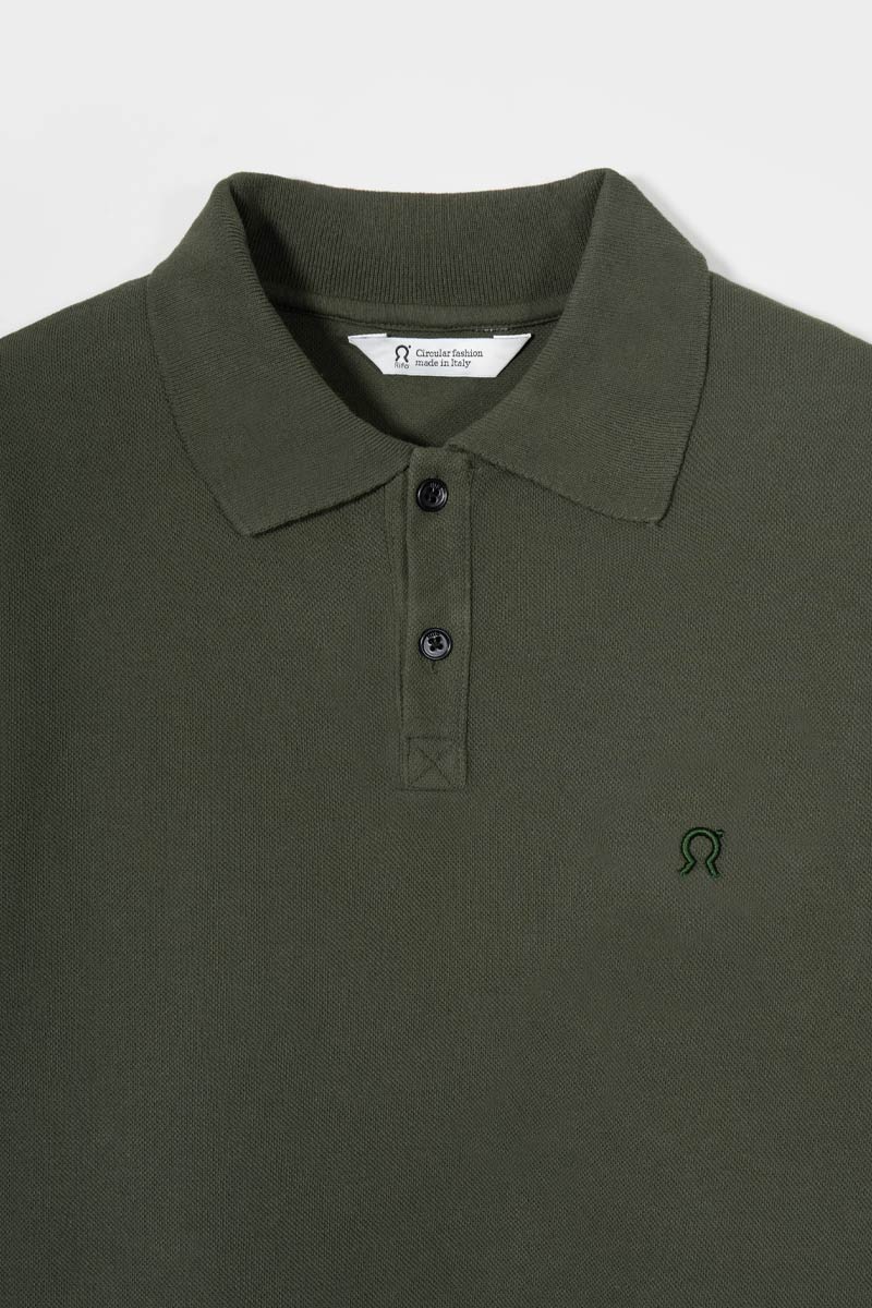 Maglietta Polo Uomo Maniche Corte Cotone Verde Militare Luigi - Rifò