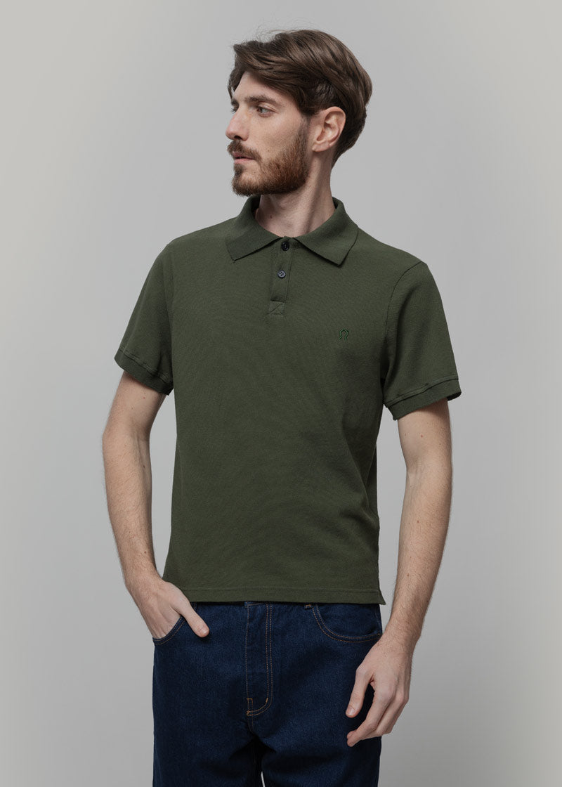Maglietta Polo Uomo Maniche Corte Cotone Verde Militare Luigi - Rifò