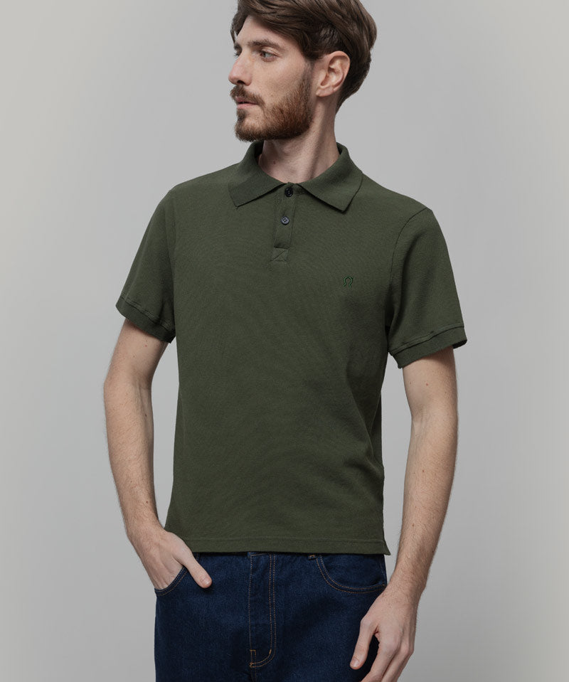 Maglietta Polo Uomo Maniche Corte Cotone Verde Militare Luigi - Rifò