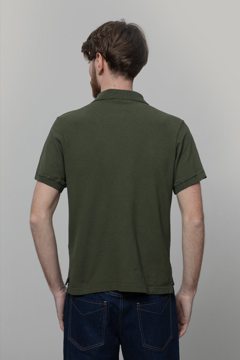 Maglietta Polo Uomo Maniche Corte Cotone Verde Militare Luigi - Rifò