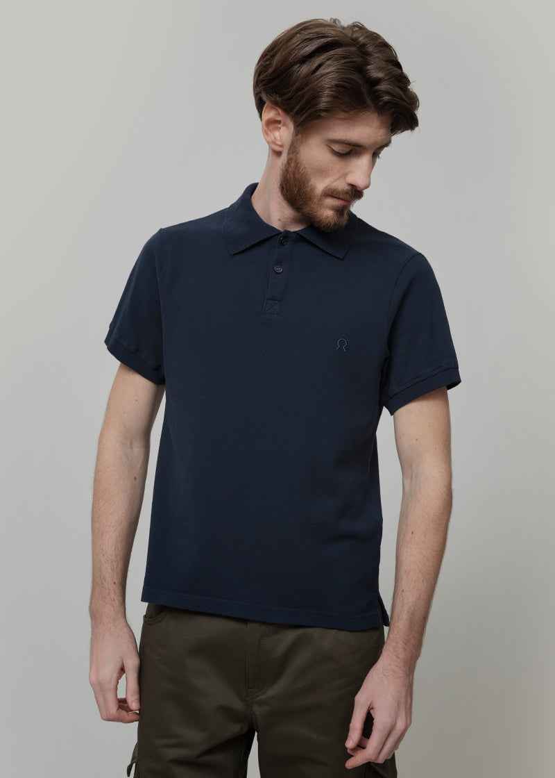 Maglietta Polo Uomo Maniche Corte Cotone Blu Luigi - Rifò