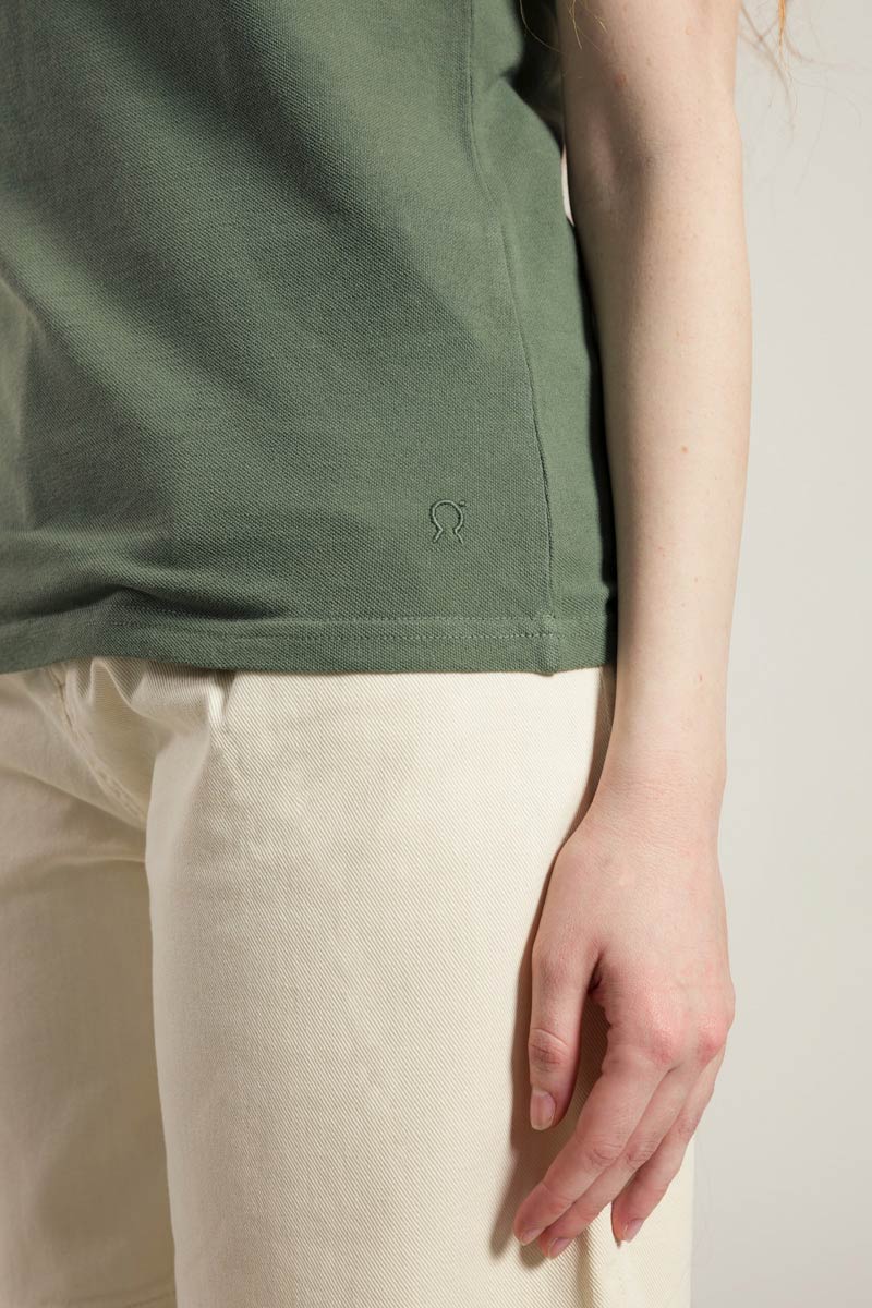 Verde Olivo | Polo donna cotone rigenerato