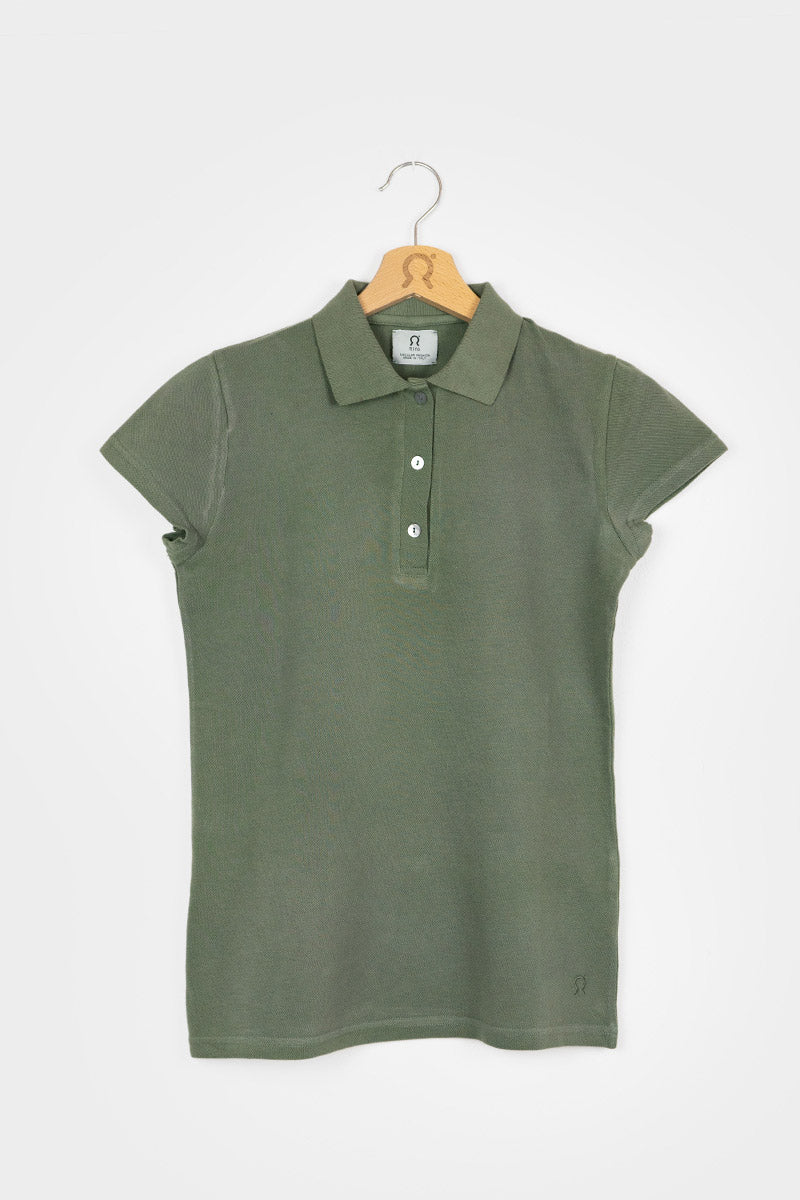 Verde Olivo | Polo donna cotone rigenerato