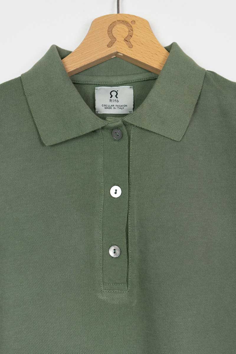 Verde Olivo | Polo donna cotone rigenerato