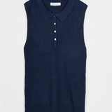 Maglia Polo Donna Senza Maniche Viscosa Blanca - Rifò Lab Moda circolare made in Italy