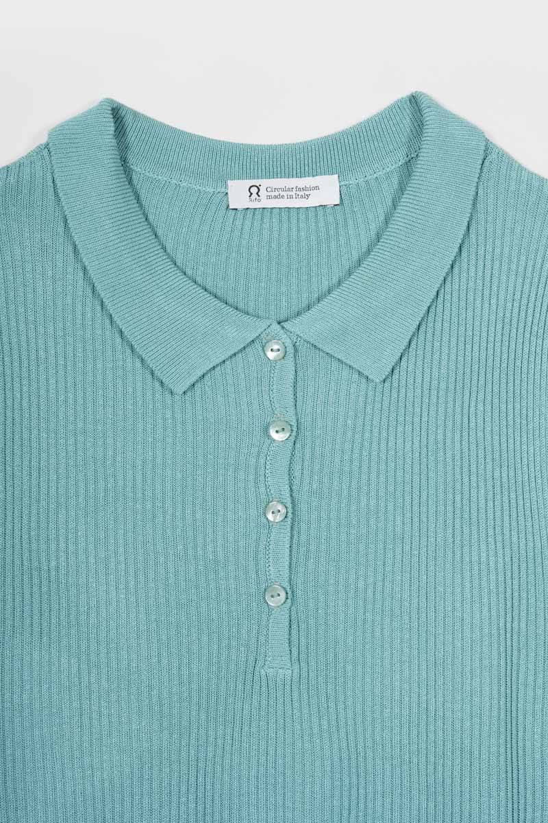 Maglia Polo Donna Senza Maniche Viscosa Rosa Blanca - Rifò Lab Moda circolare made in Italy