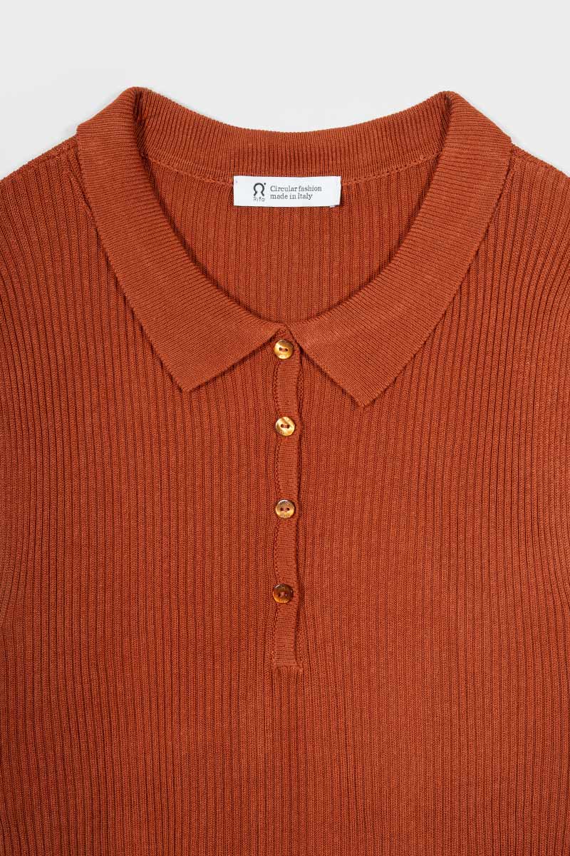 Maglia Polo Donna Senza Maniche Viscosa Rosa Blanca - Rifò Lab Moda circolare made in Italy