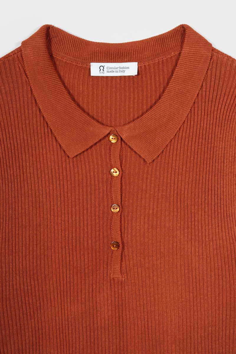 Maglia Polo Donna Senza Maniche Viscosa Blanca - Rifò Lab Moda circolare made in Italy