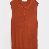 Maglia Polo Donna Senza Maniche Viscosa Rosa Blanca - Rifò Lab Moda circolare made in Italy