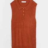 Maglia Polo Donna Senza Maniche Viscosa Blanca - Rifò Lab Moda circolare made in Italy