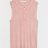 Maglia Polo Donna Senza Maniche Viscosa Rosa Blanca - Rifò Lab Moda circolare made in Italy