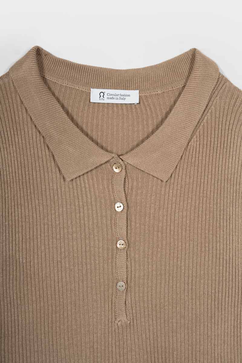 Maglia Polo Donna Senza Maniche Viscosa Rosa Blanca - Rifò Lab Moda circolare made in Italy