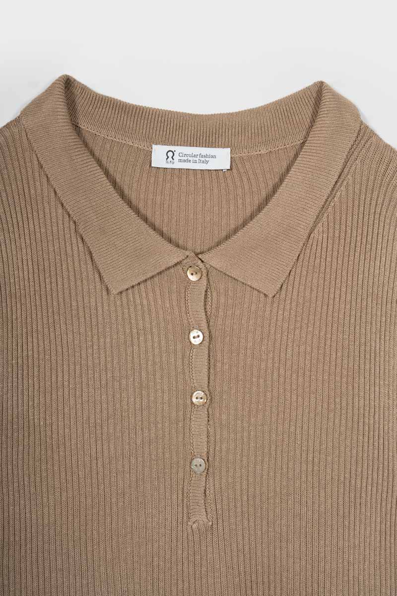 Maglia Polo Donna Senza Maniche Viscosa Blanca - Rifò Lab Moda circolare made in Italy