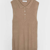 Maglia Polo Donna Senza Maniche Viscosa Blanca - Rifò Lab Moda circolare made in Italy