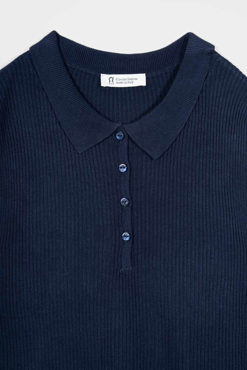 Maglia Polo Donna Senza Maniche Viscosa Blanca - Rifò Lab Moda circolare made in Italy