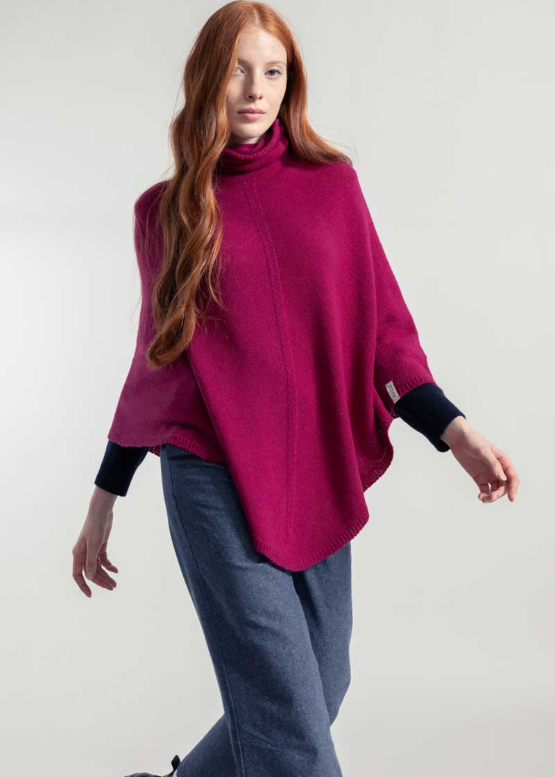 Rosa Ciclamino | Poncho Donna Cashmere Rigenerato Elisabetta