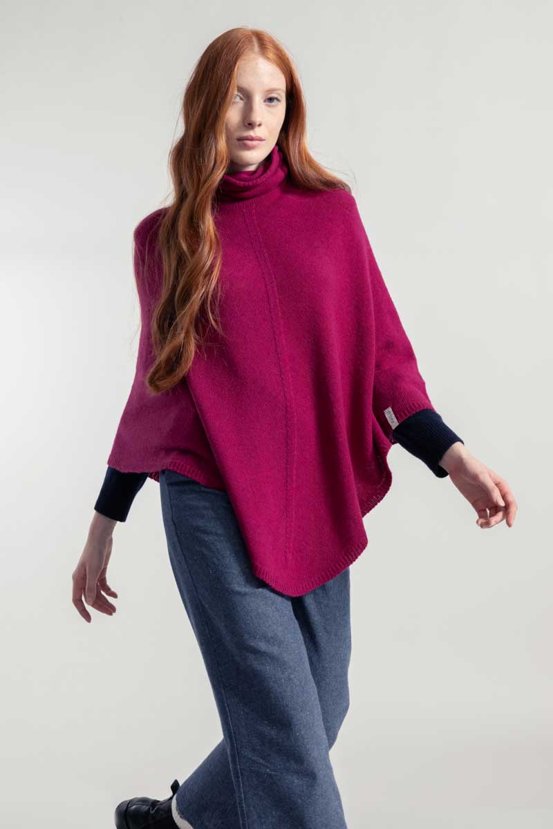 Rosa Ciclamino | Poncho Donna Cashmere Rigenerato Elisabetta