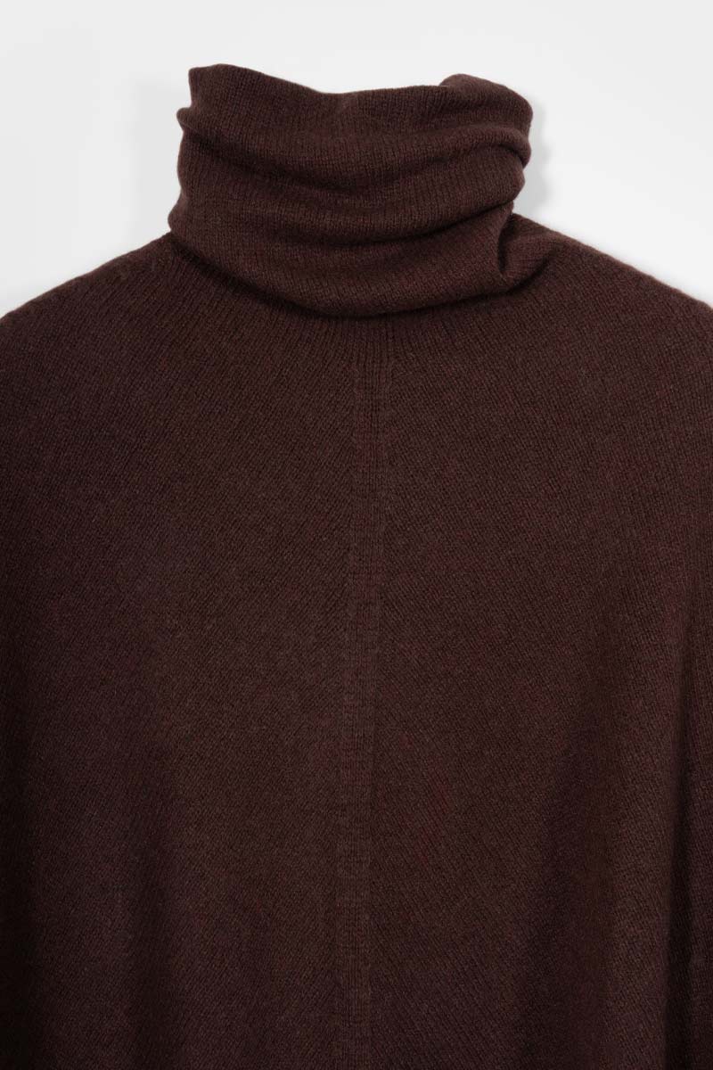 Poncho Donna Cashmere Rigenerato Elisabetta Marrone - Rifò Lab Moda circolare made in Italy