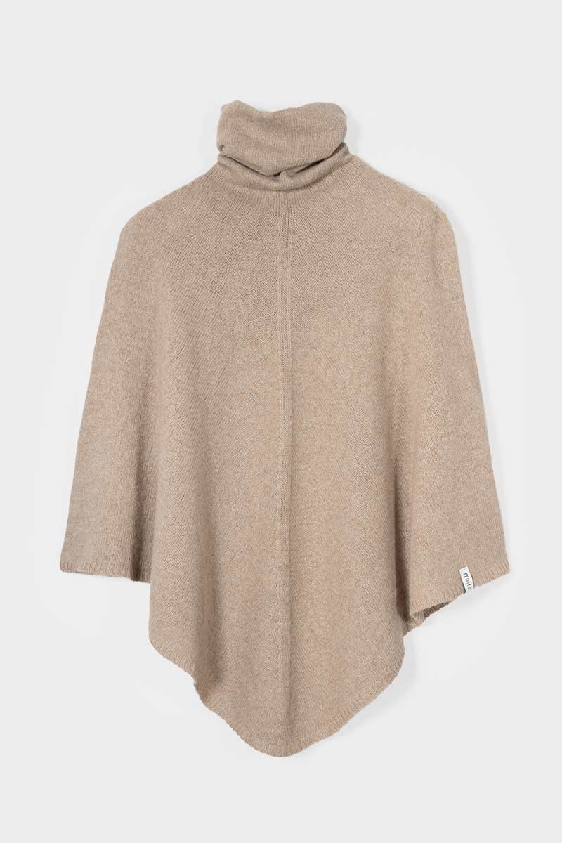 Women Recycled Cashmere Poncho Elisabetta Beige - Rifò