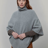 Poncho-donna-cashmere-rigenerato-collo-alto-Elisabetta Rifò Moda circolare made in Italy