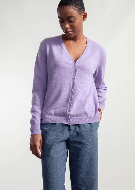 Viola Glicine | Cardigan Donna Light Cashmere Rigenerato Letizia