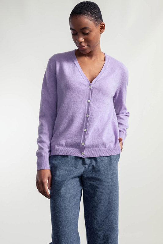 Viola Glicine | Cardigan Donna Light Cashmere Rigenerato Letizia