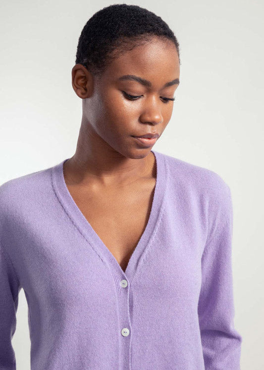 Viola Glicine | Cardigan Donna Light Cashmere Rigenerato Letizia