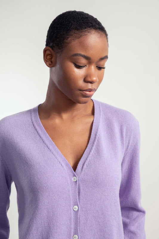 Viola Glicine | Cardigan Donna Light Cashmere Rigenerato Letizia