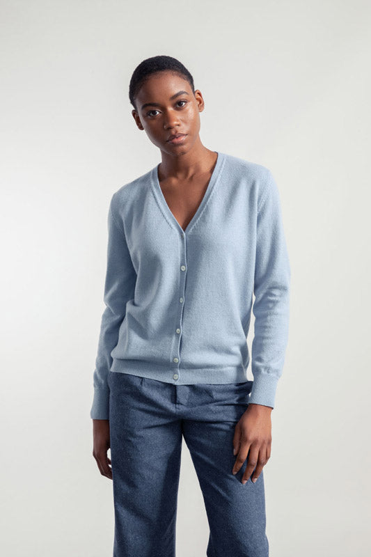 Azzurro Nuvola | Cardigan Donna Light Cashmere Rigenerato Letizia